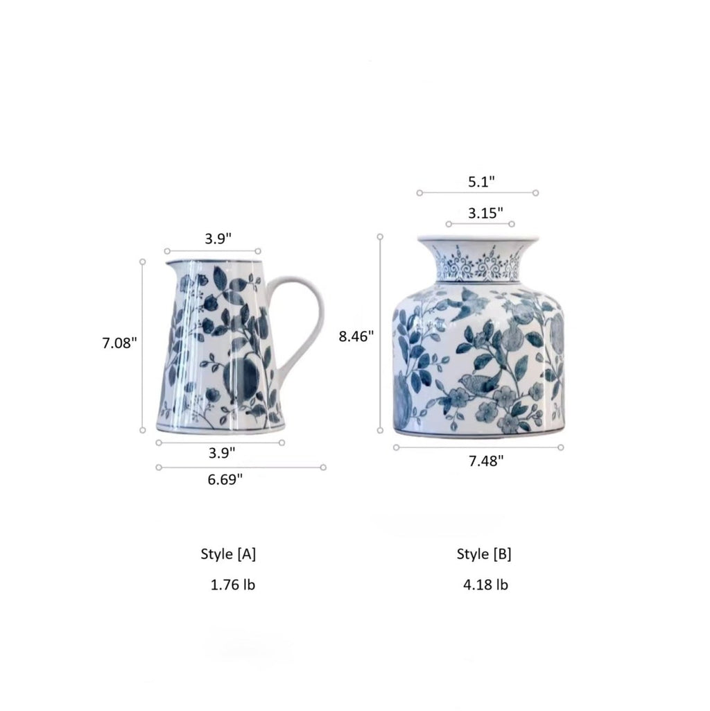 Pomegranate Hand-Painted Blue and White Porcelain Vase - Cheeky Garden