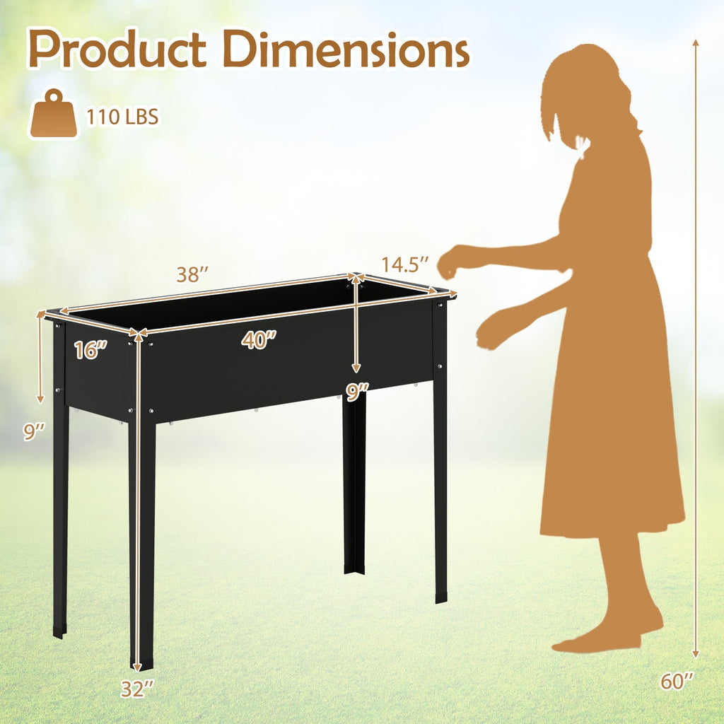 Raised Garden Bed Elevated Metal Planter Box with Legs Drainage Holes - Cheeky Garden