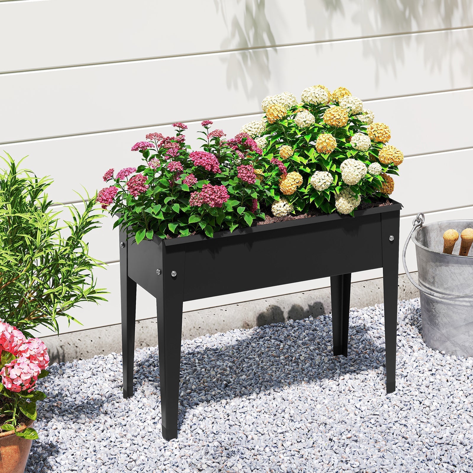 Raised Garden Bed Elevated Metal Planter Box with Legs Drainage Holes - Cheeky Garden