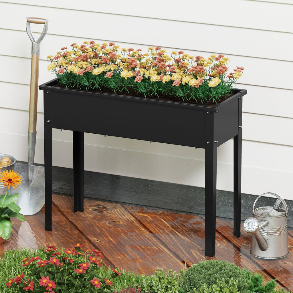 Raised Garden Bed Elevated Metal Planter Box with Legs Drainage Holes - Cheeky Garden