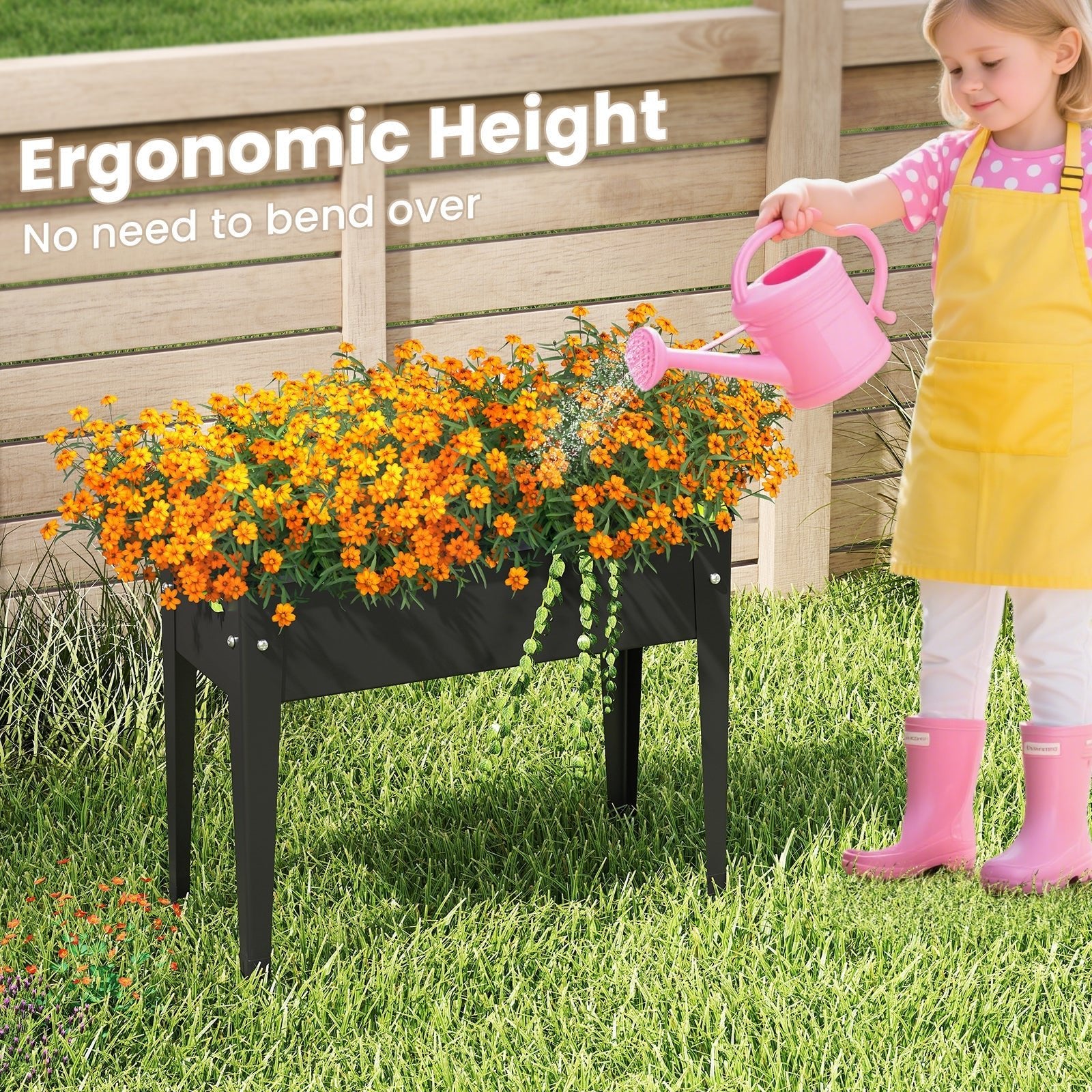 Raised Garden Bed Elevated Metal Planter Box with Legs Drainage Holes - Cheeky Garden