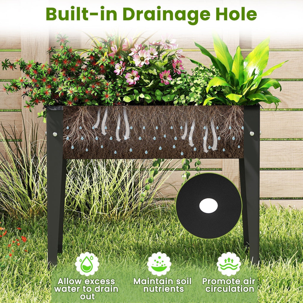 Raised Garden Bed Elevated Metal Planter Box with Legs Drainage Holes - Cheeky Garden