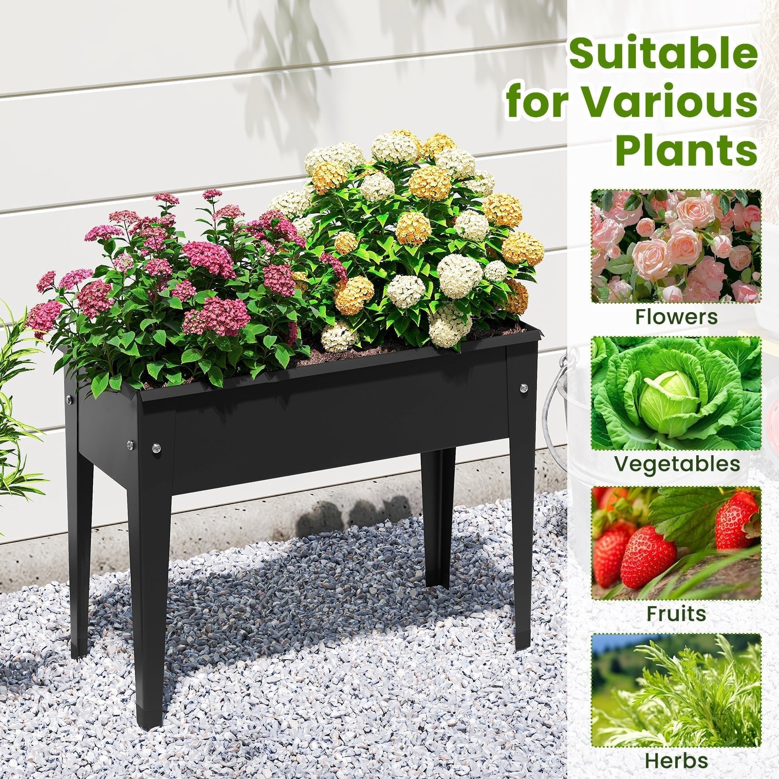 Raised Garden Bed Elevated Metal Planter Box with Legs Drainage Holes - Cheeky Garden