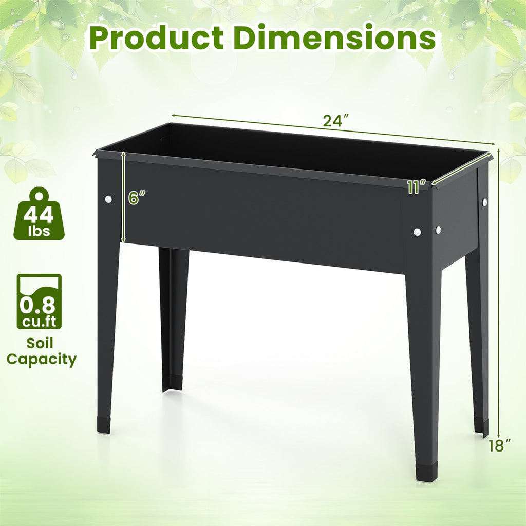 Raised Garden Bed Elevated Metal Planter Box with Legs Drainage Holes - Cheeky Garden