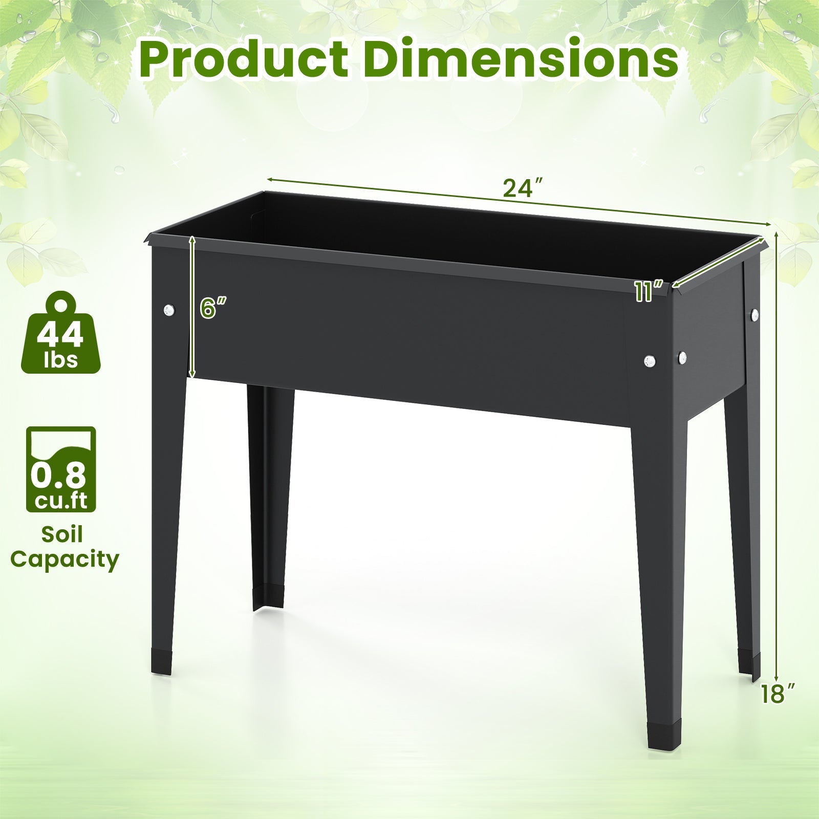 Raised Garden Bed Elevated Metal Planter Box with Legs Drainage Holes - Cheeky Garden