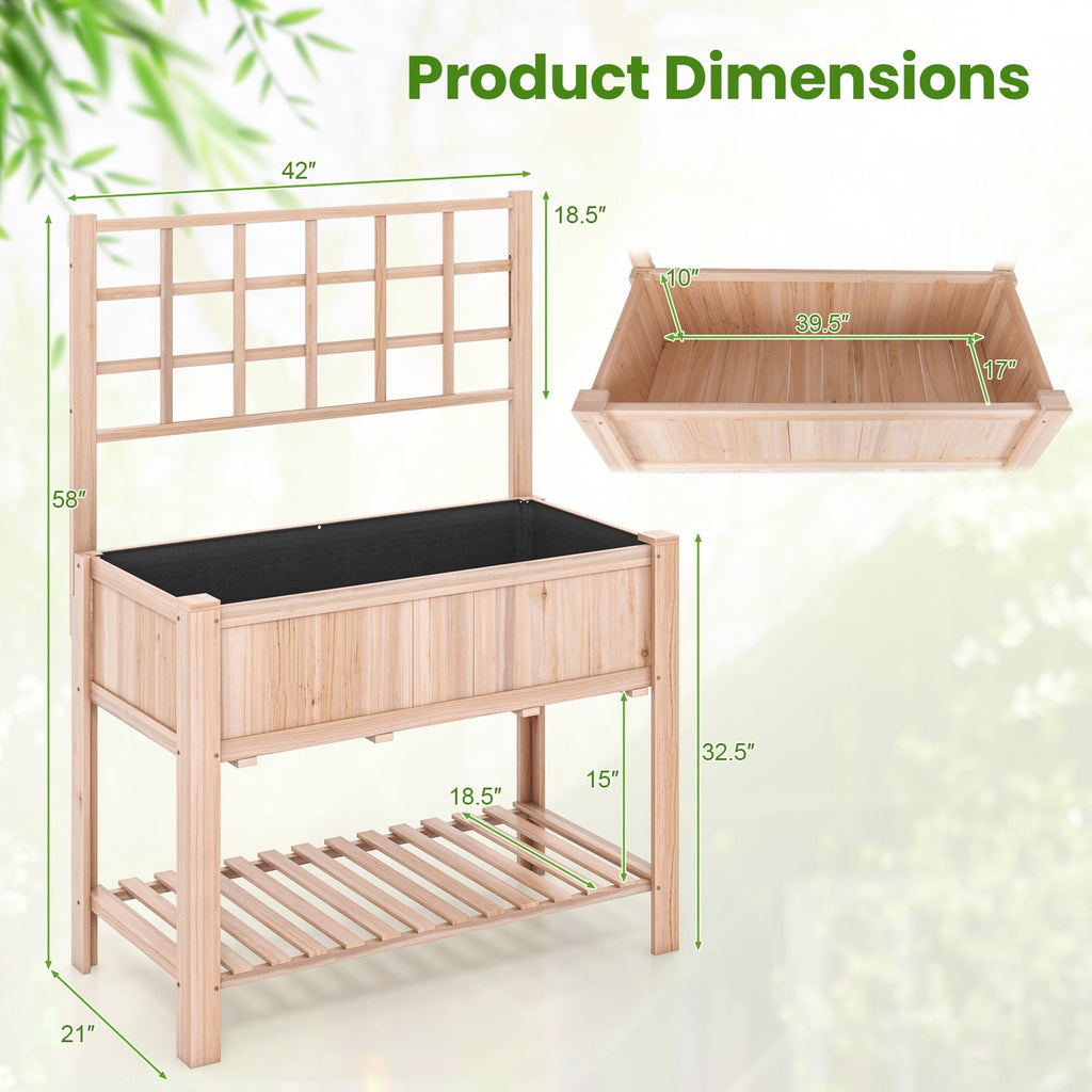 Raised Garden Bed Elevated Wooden Planter Box with Trellis - Cheeky Garden