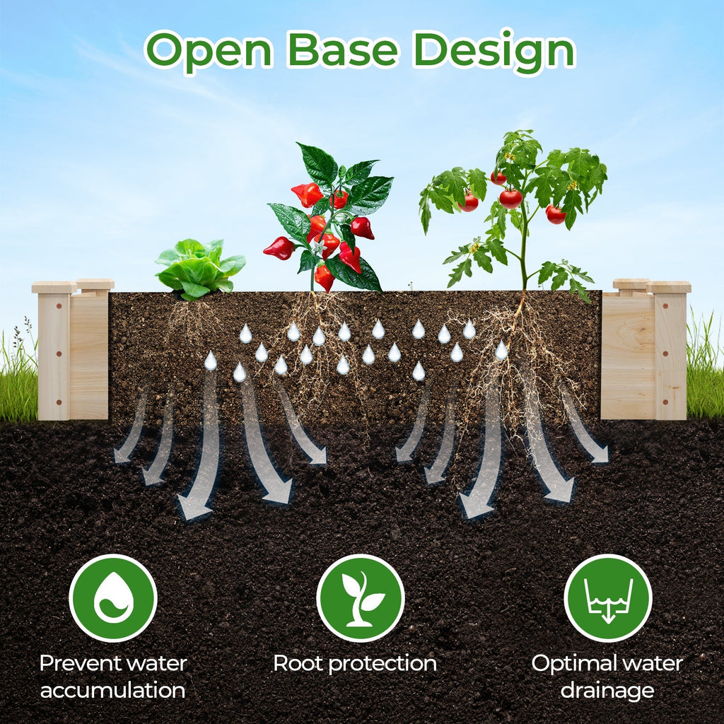 Raised Garden Bed Fir Wood Wooden Square Wood Planter Box for Garden - Cheeky Garden