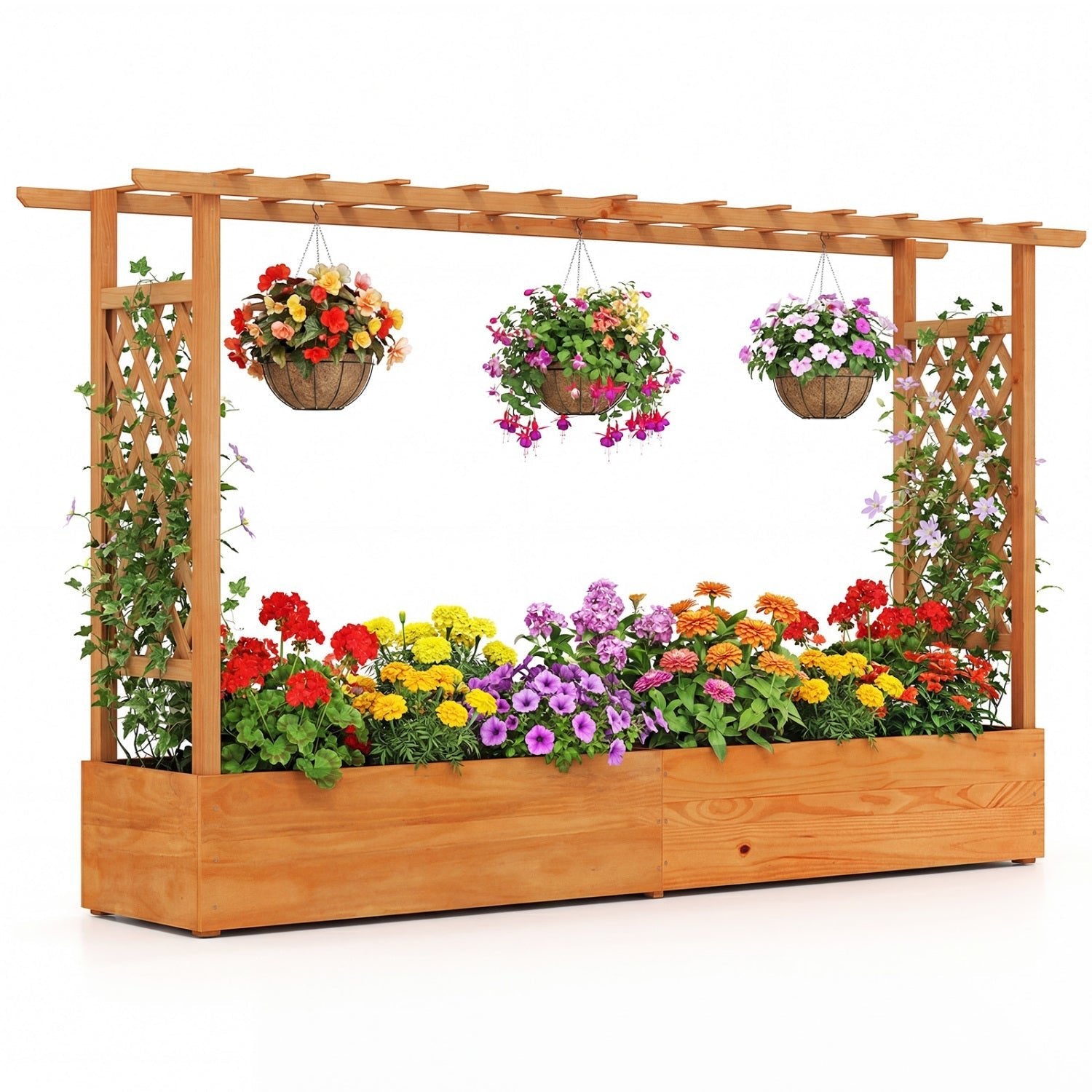 Raised Garden Bed Planter Box with Lattice Trellis Drainage Holes - Cheeky Garden