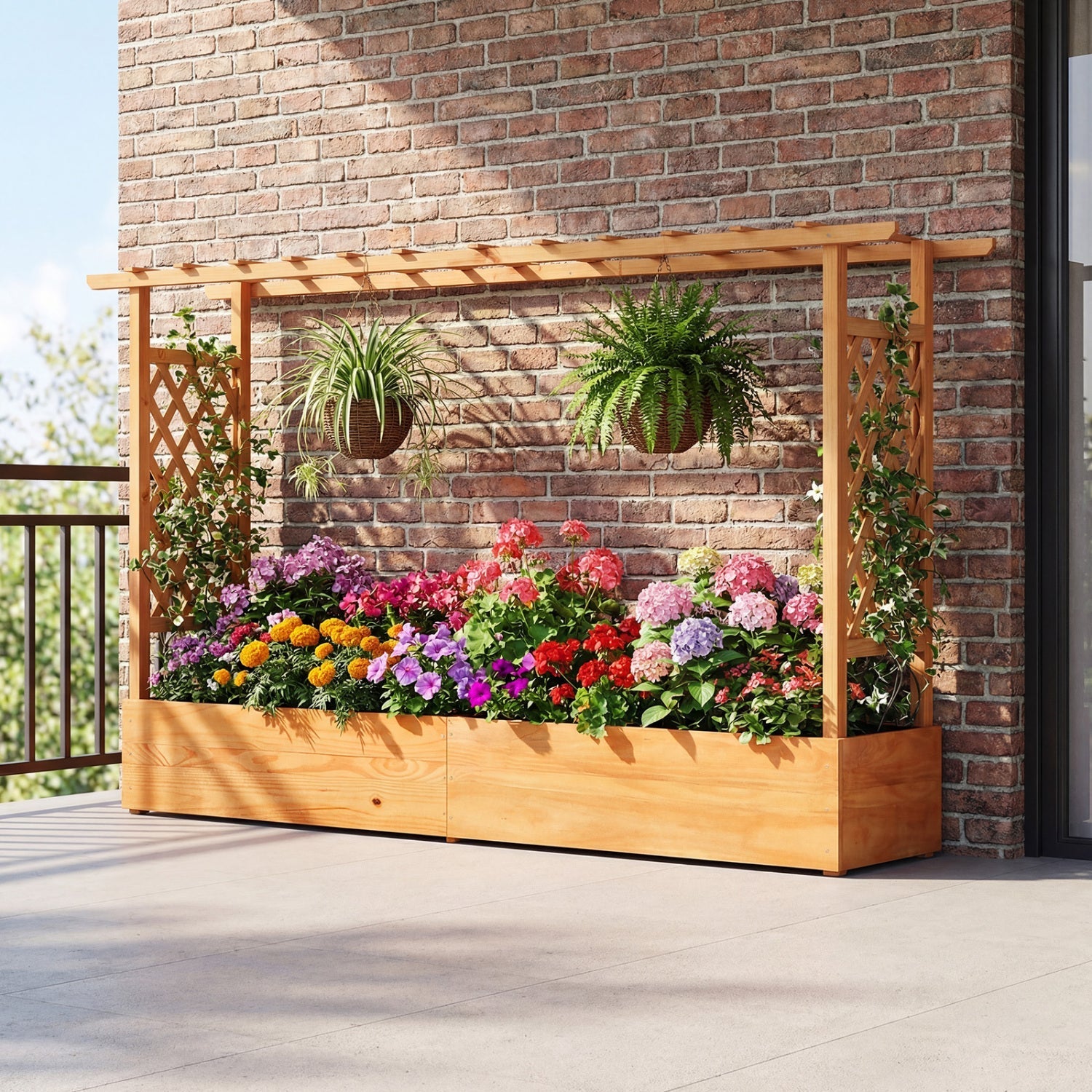 Raised Garden Bed Planter Box with Lattice Trellis Drainage Holes - Cheeky Garden