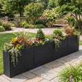 Raised Garden Bed Set of 2 with PE Rattan Wicker & Liner - Cheeky Garden