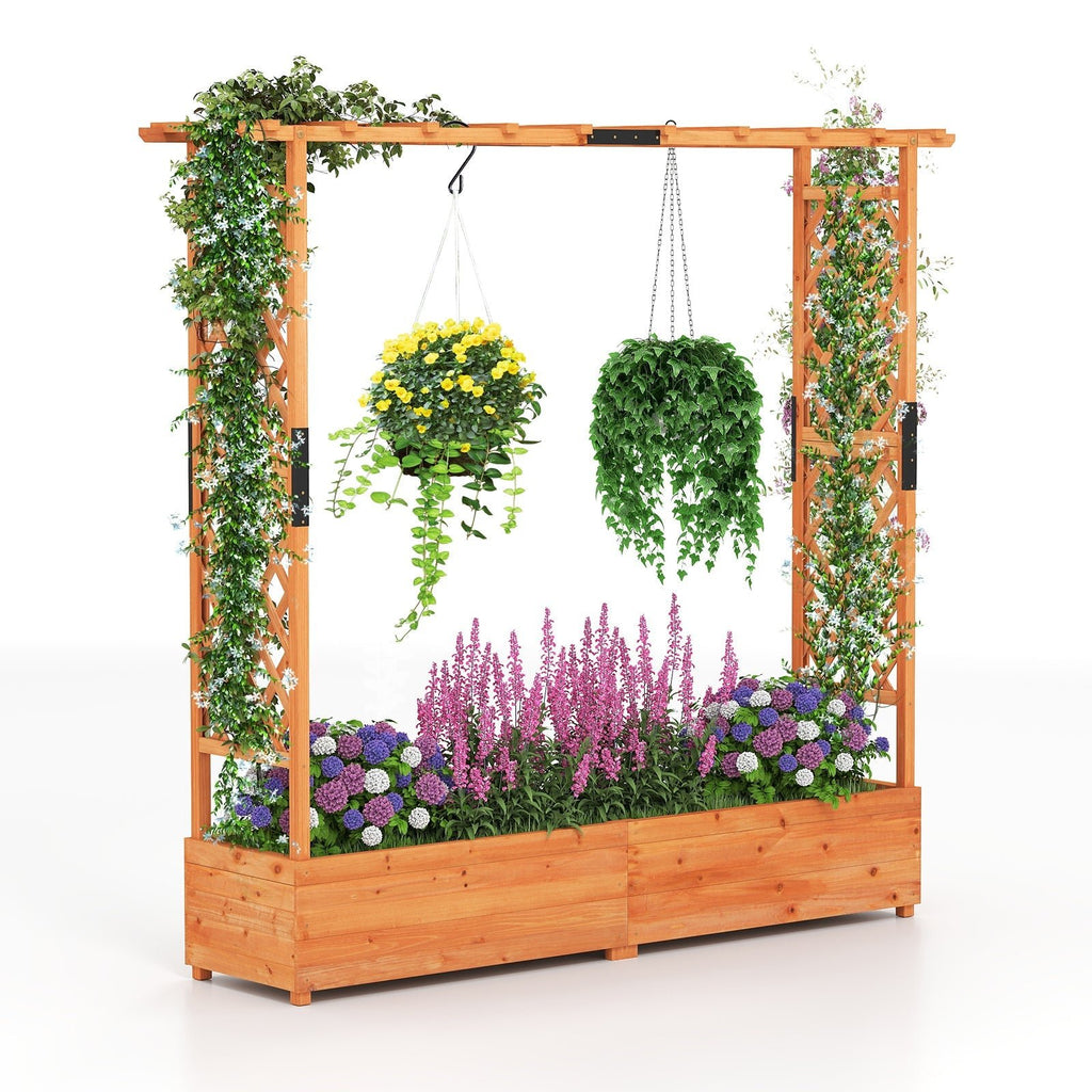 Raised Garden Bed with Arch Trellis and Hanging Roof-Orange - Cheeky Garden