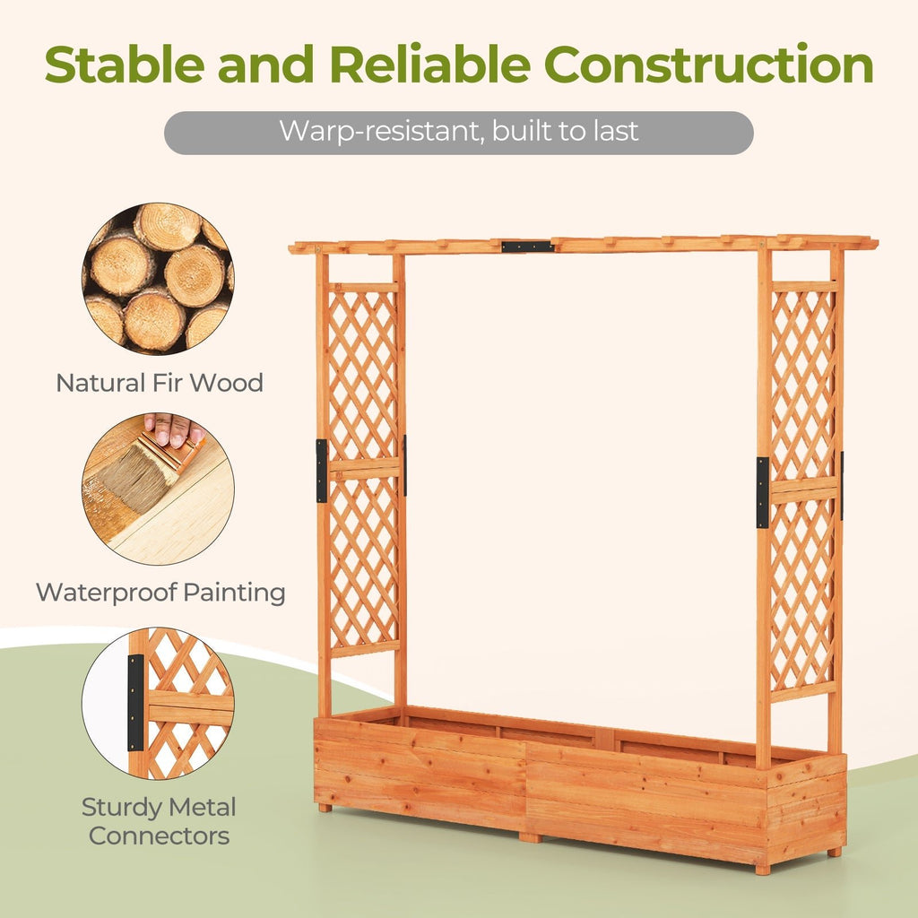 Raised Garden Bed with Arch Trellis and Hanging Roof-Orange - Cheeky Garden