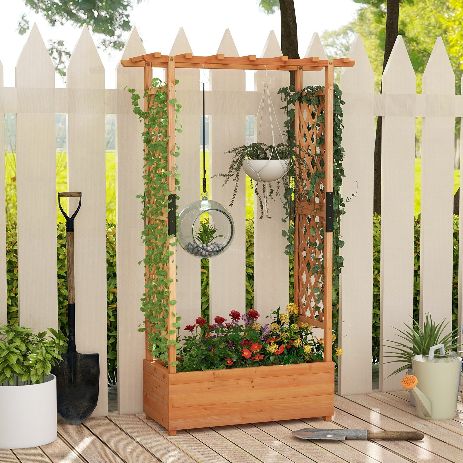 Raised Garden Bed with Arch Trellis-Orange - Cheeky Garden