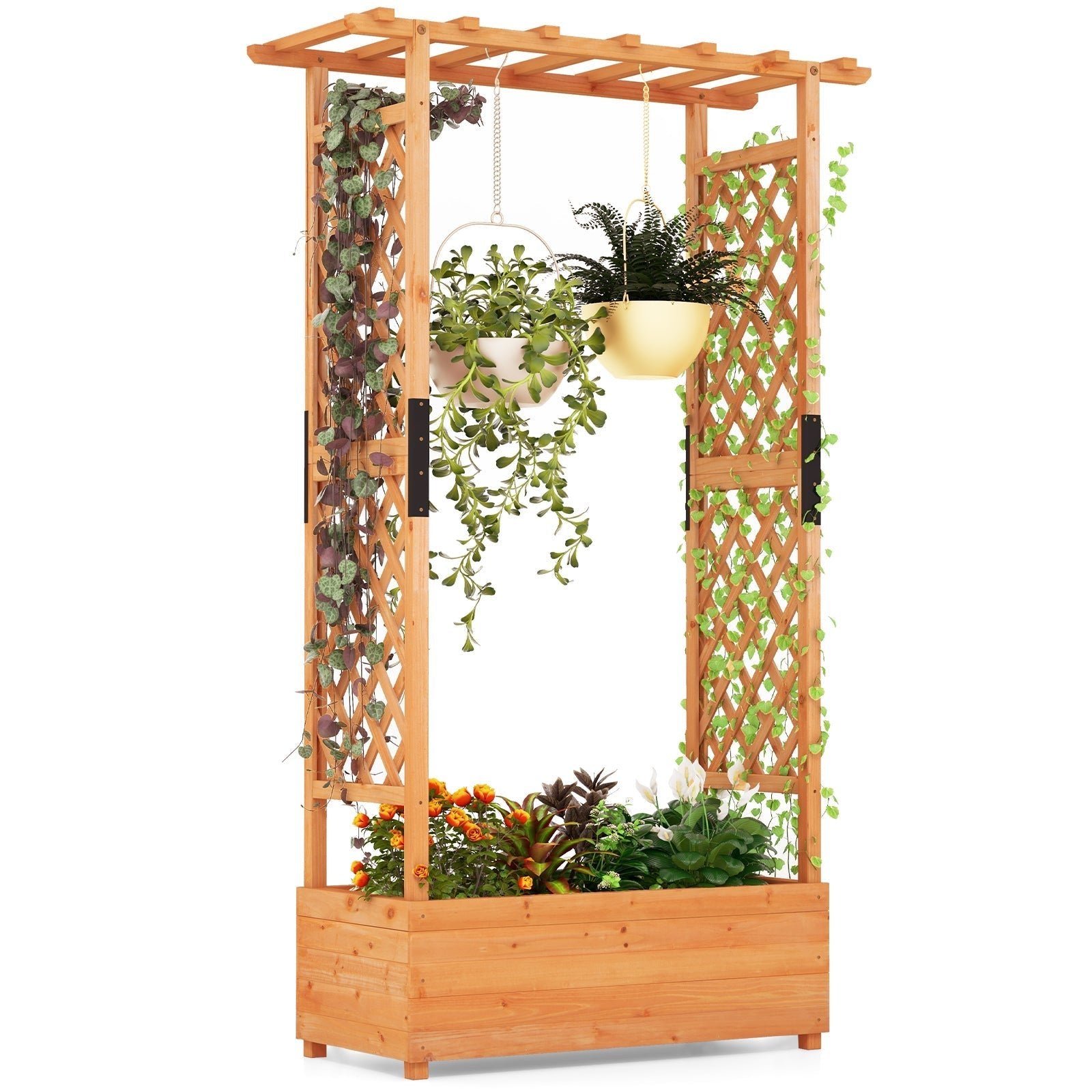 Raised Garden Bed with Arch Trellis-Orange - Cheeky Garden
