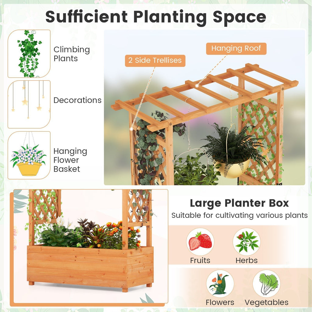 Raised Garden Bed with Arch Trellis-Orange - Cheeky Garden