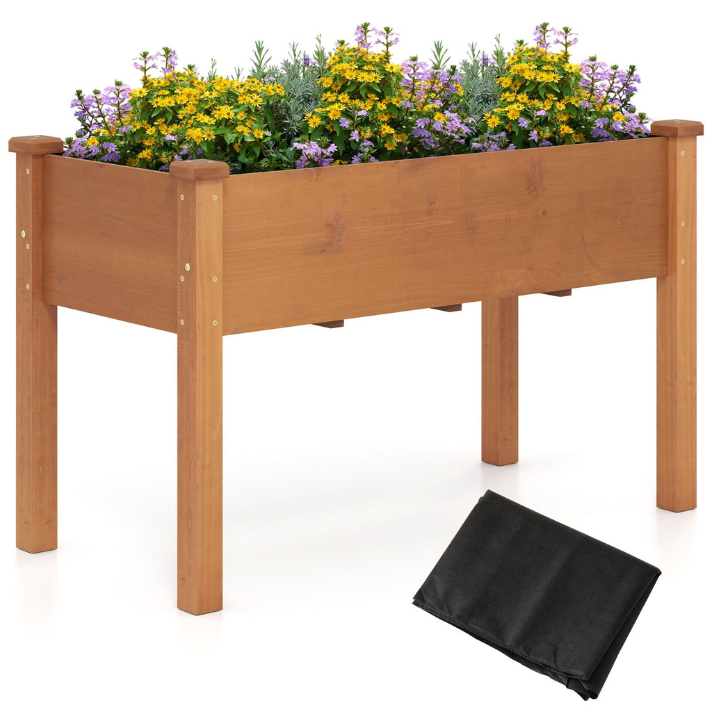 Raised Garden Bed with Legs and Drainage Holes for Backyard-Brown - Cheeky Garden