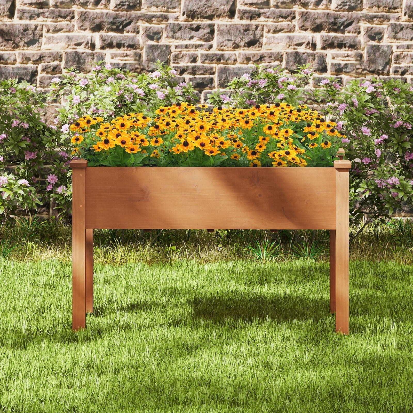Raised Garden Bed with Legs and Drainage Holes for Backyard-Brown - Cheeky Garden