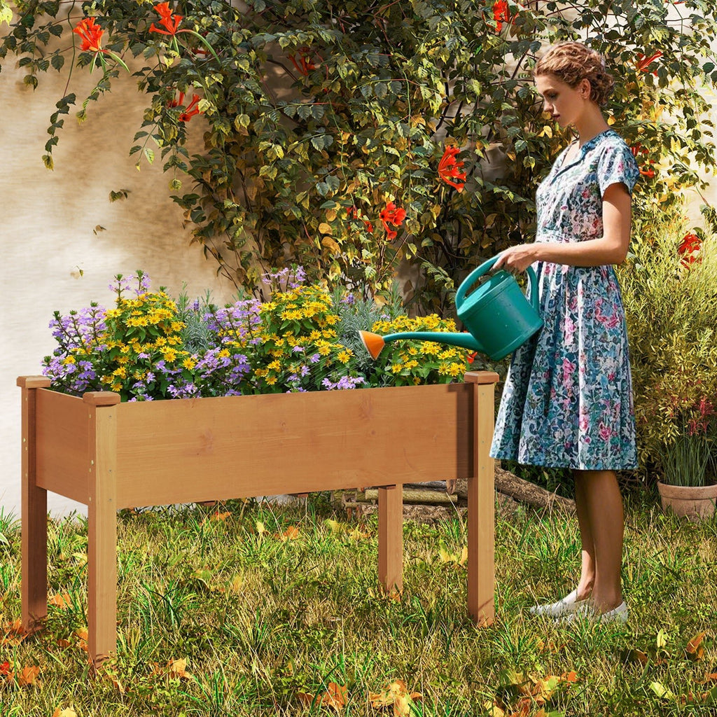 Raised Garden Bed with Legs and Drainage Holes for Backyard-Brown - Cheeky Garden