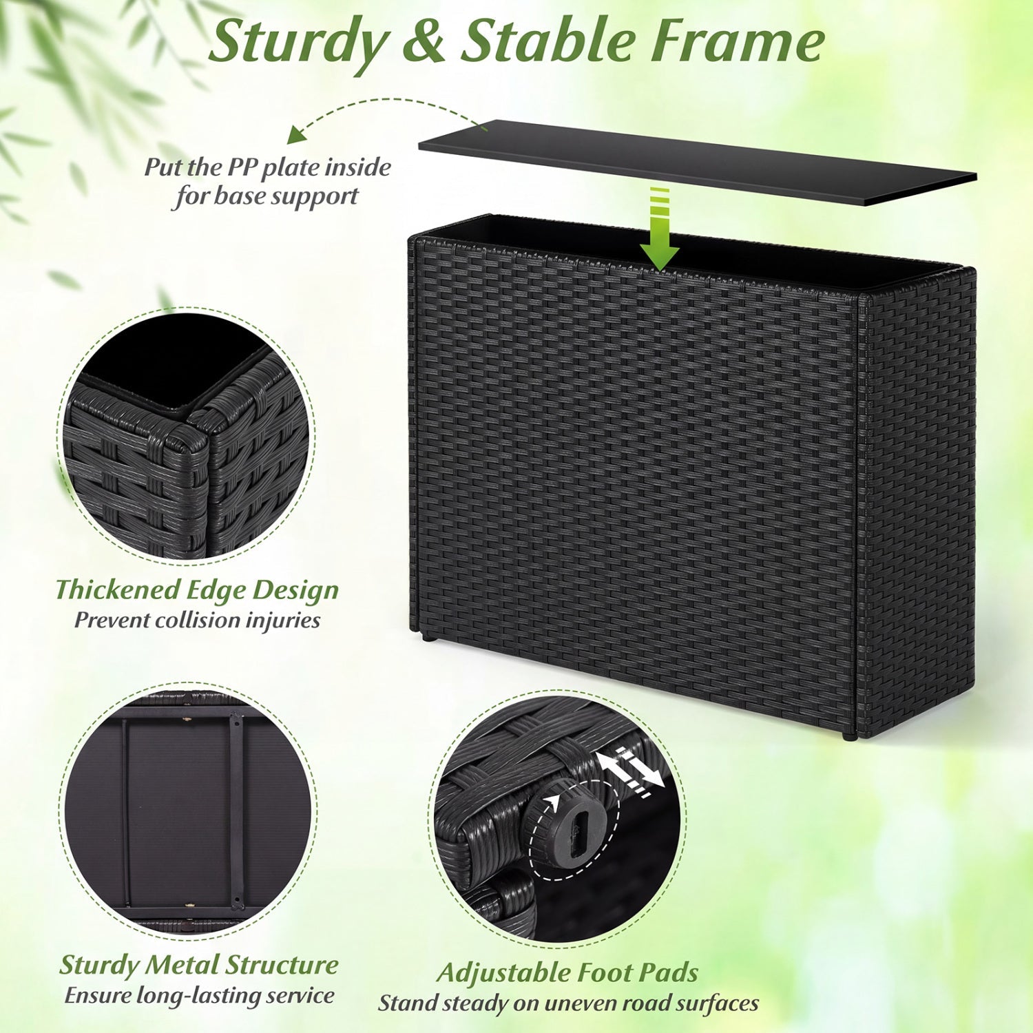 Raised Garden Bed with PE Rattan Wicker and Liner 32" - Cheeky Garden