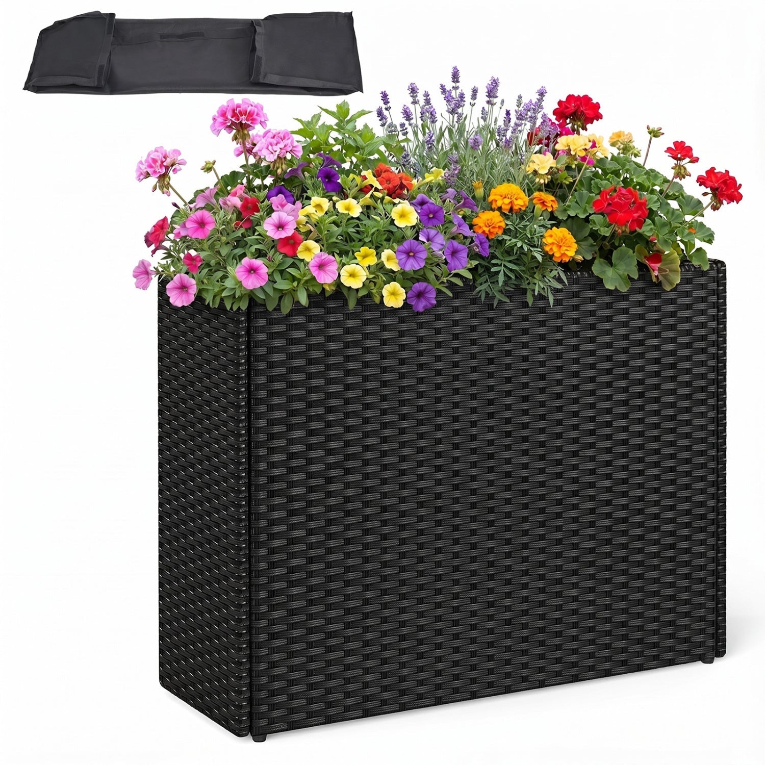 Raised Garden Bed with PE Rattan Wicker and Liner 32" - Cheeky Garden