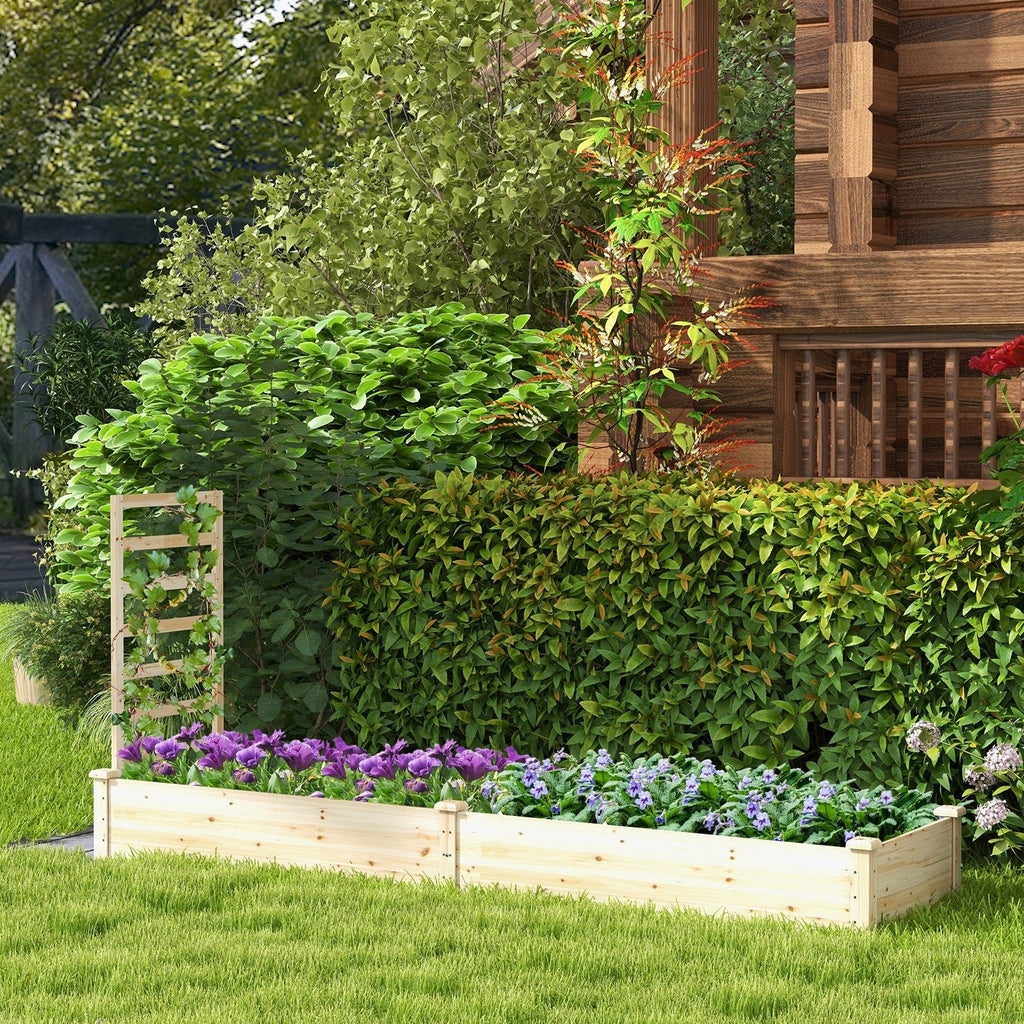 Raised Garden Bed with Planter Box and Trellis-Natural - Cheeky Garden