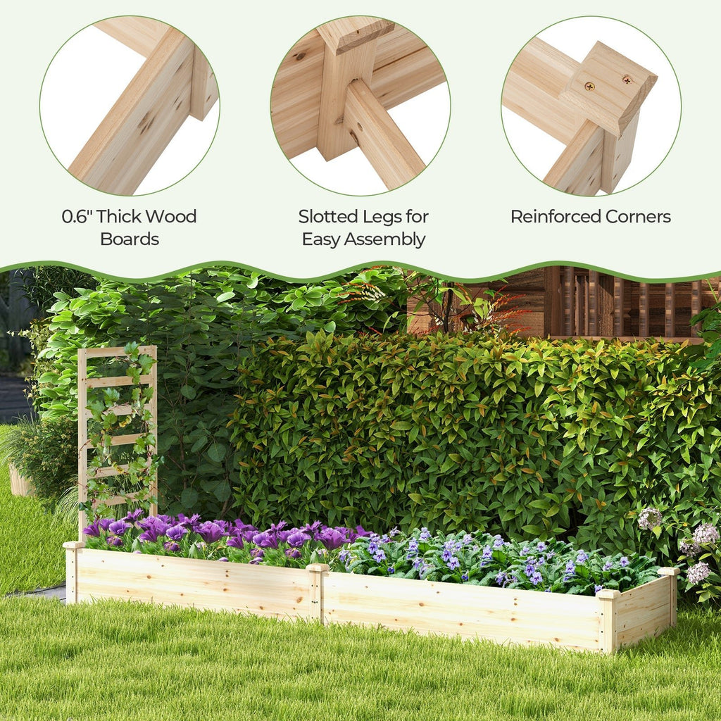 Raised Garden Bed with Planter Box and Trellis-Natural - Cheeky Garden