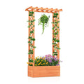 Raised Garden Bed with Side Trellis and Hanging Roof and Drainage Hole-Orange - Cheeky Garden
