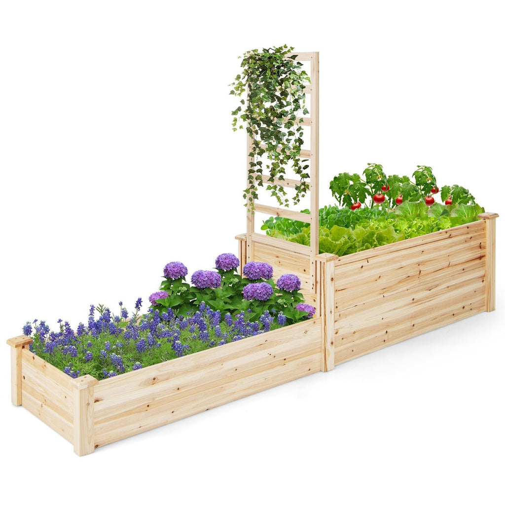 Raised Garden Bed with Trellis-Natural - Cheeky Garden