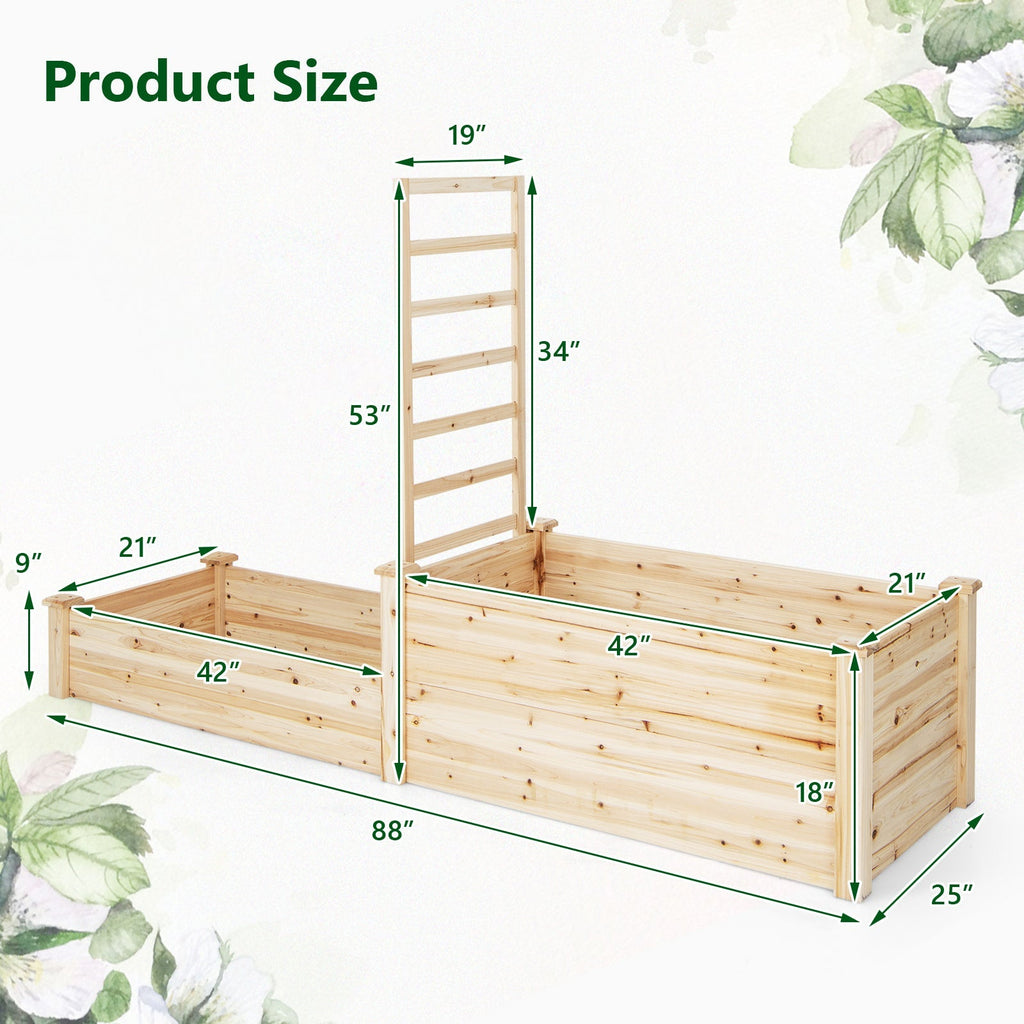 Raised Garden Bed with Trellis-Natural - Cheeky Garden
