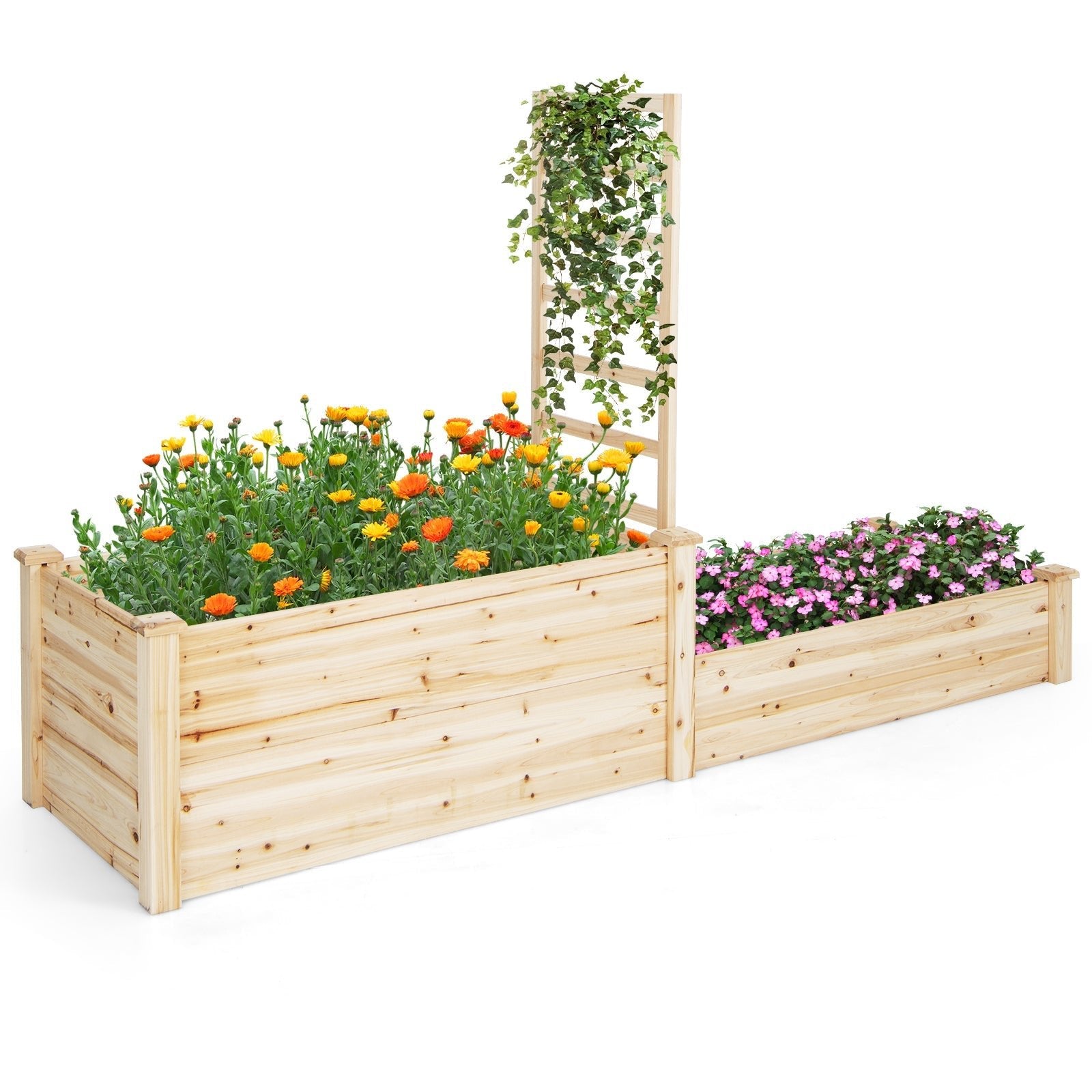 Raised Garden Bed with Trellis-Natural - Cheeky Garden
