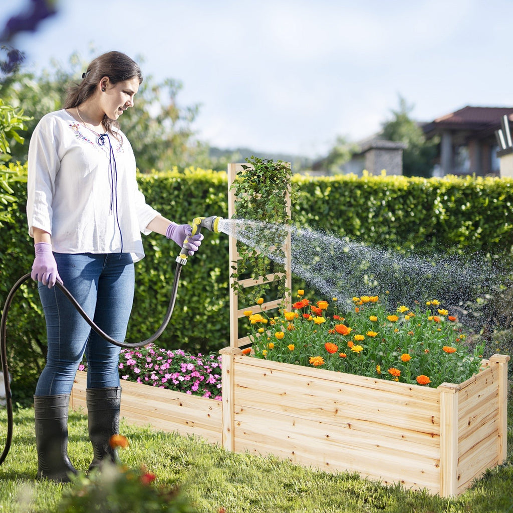 Raised Garden Bed with Trellis-Natural - Cheeky Garden