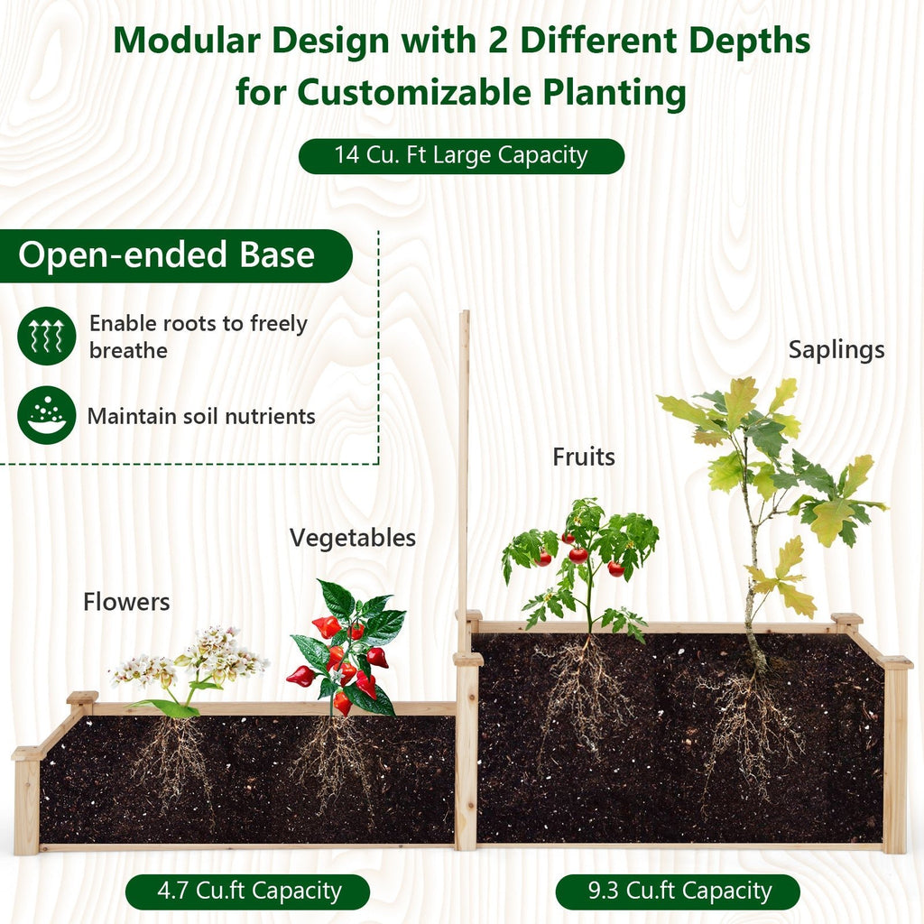 Raised Garden Bed with Trellis-Natural - Cheeky Garden
