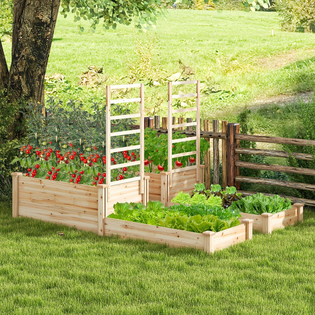 Raised Garden Bed with Trellis-Natural - Cheeky Garden