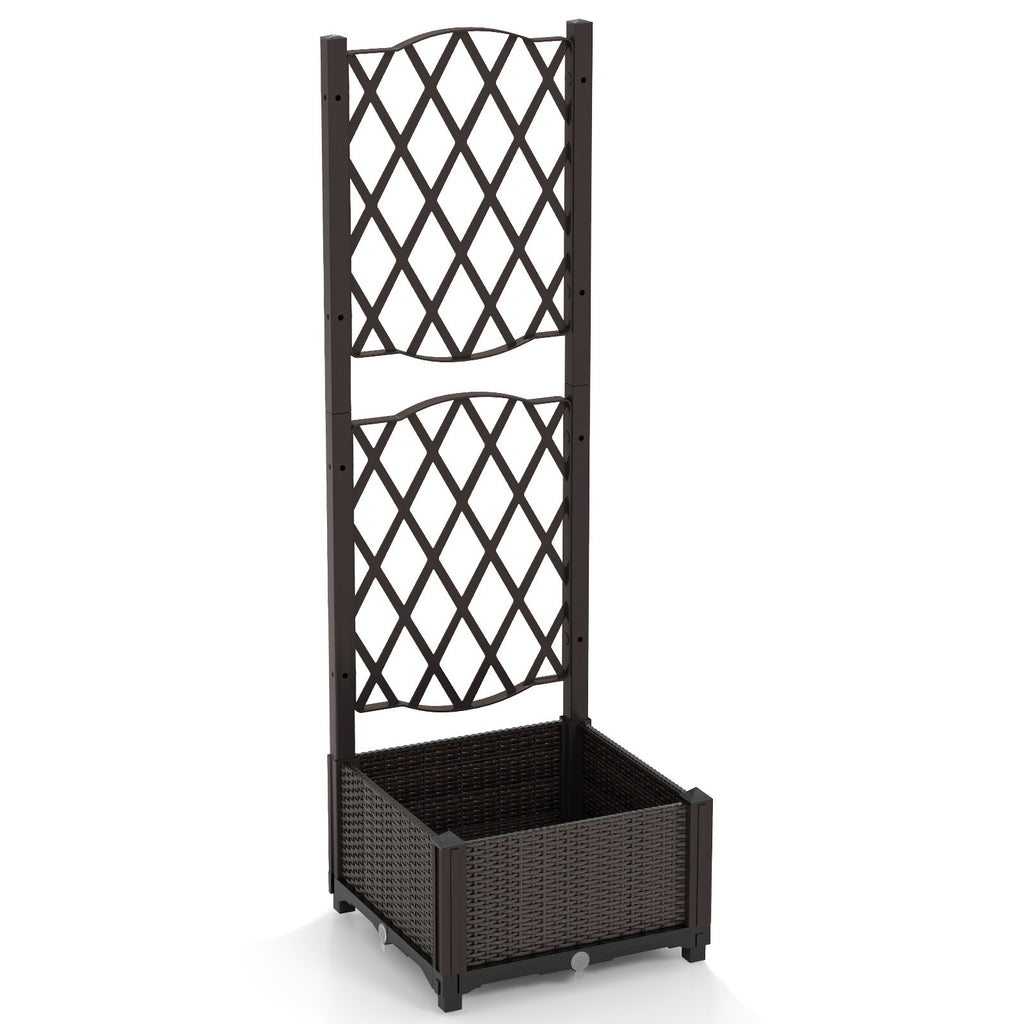 Raised Garden Bed with Trellis Planter Box for Climbing Plants -Brown - Cheeky Garden