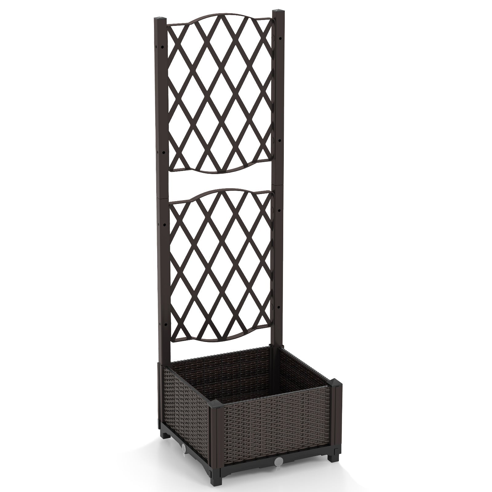 Raised Garden Bed with Trellis Planter Box for Climbing Plants -Brown - Cheeky Garden