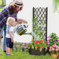 Raised Garden Bed with Trellis Planter Box for Climbing Plants -Brown - Cheeky Garden
