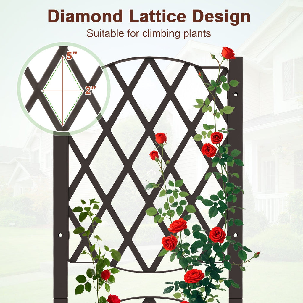 Raised Garden Bed with Trellis Planter Box for Climbing Plants -Brown - Cheeky Garden