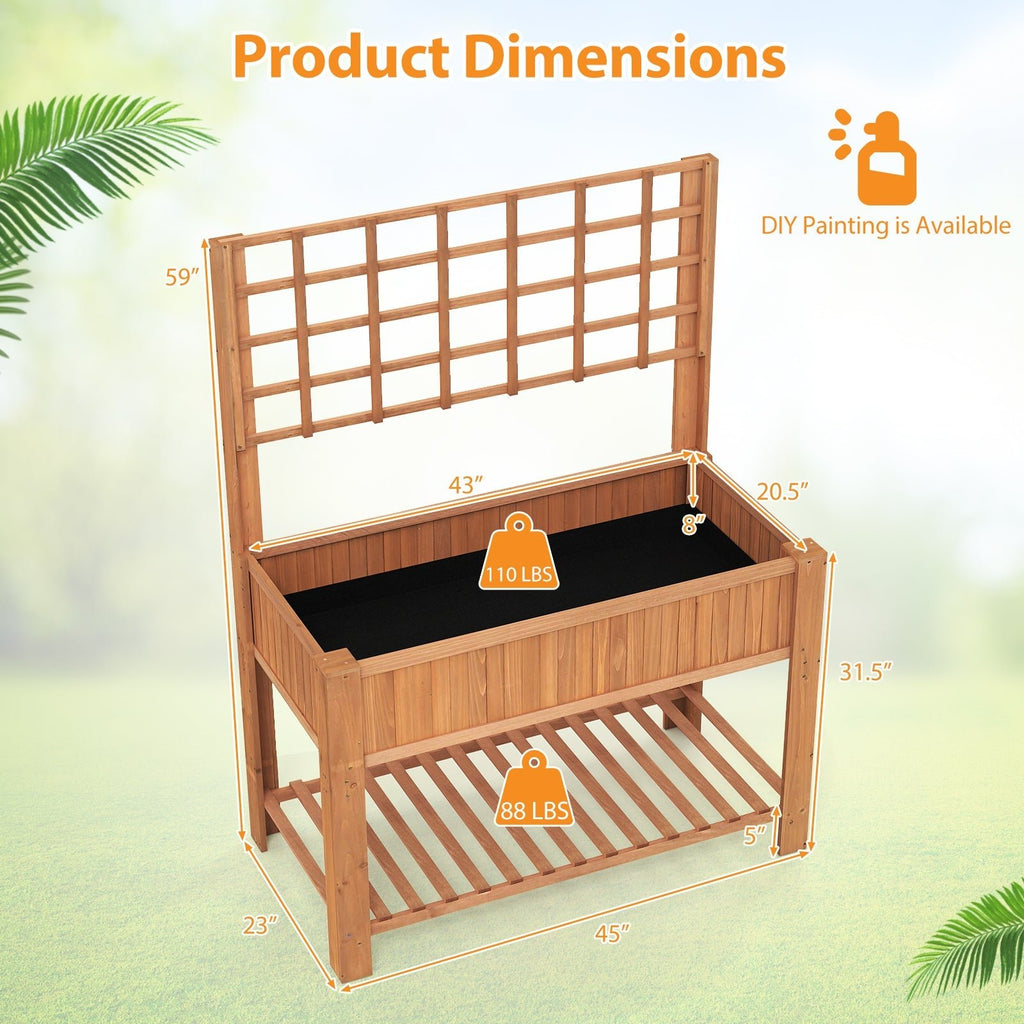 Raised Garden Bed with Trellis Wooden Elevated Planter Box with Legs - Cheeky Garden