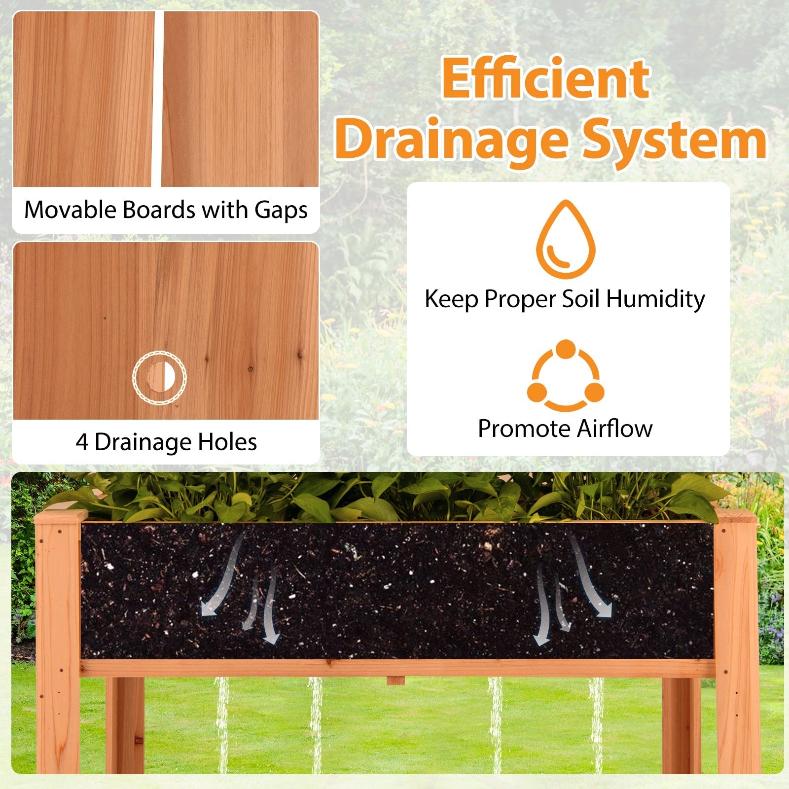 Raised Garden Bed with Trellis Wooden Elevated Planter Box with Legs - Cheeky Garden
