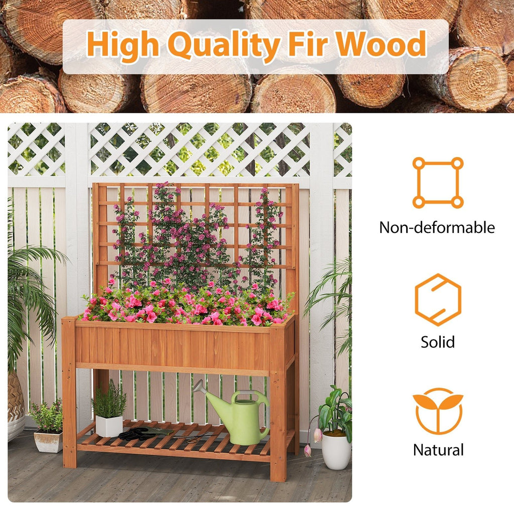 Raised Garden Bed with Trellis Wooden Elevated Planter Box with Legs - Cheeky Garden