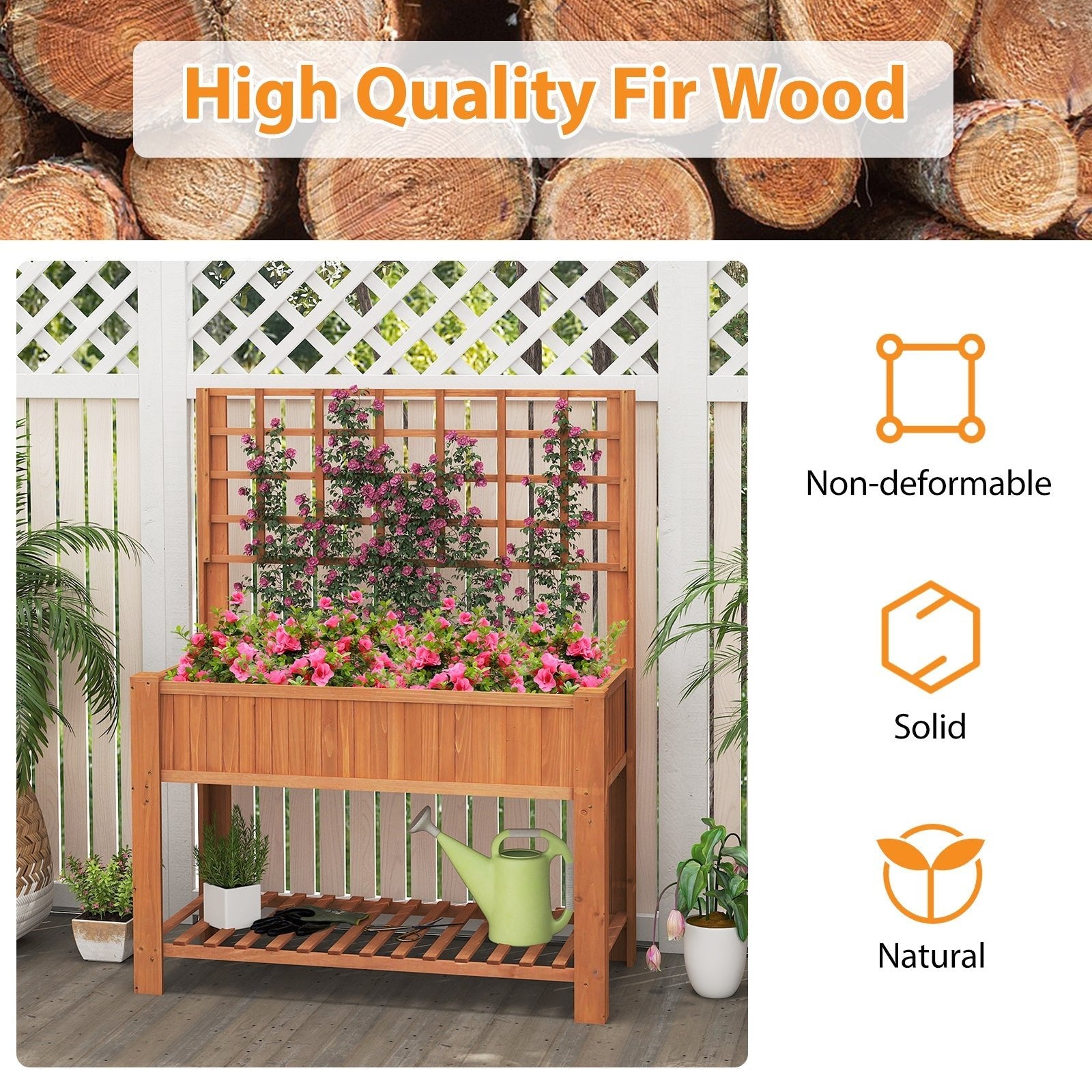 Raised Garden Bed with Trellis Wooden Elevated Planter Box with Legs - Cheeky Garden