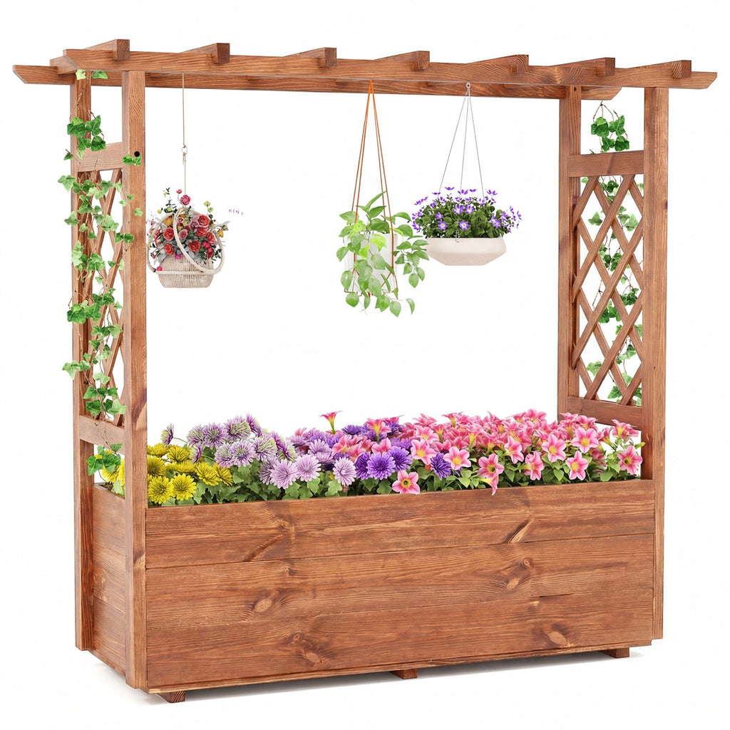 Raised Garden Bed Wooden Elevated Planter Box with Hanging Roof-L - Cheeky Garden