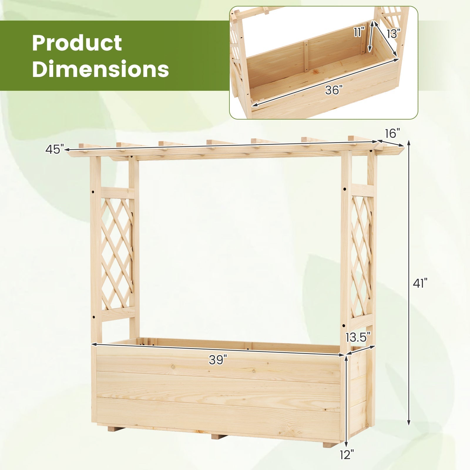 Raised Garden Bed Wooden Elevated Planter Box with Hanging Roof-L - Cheeky Garden