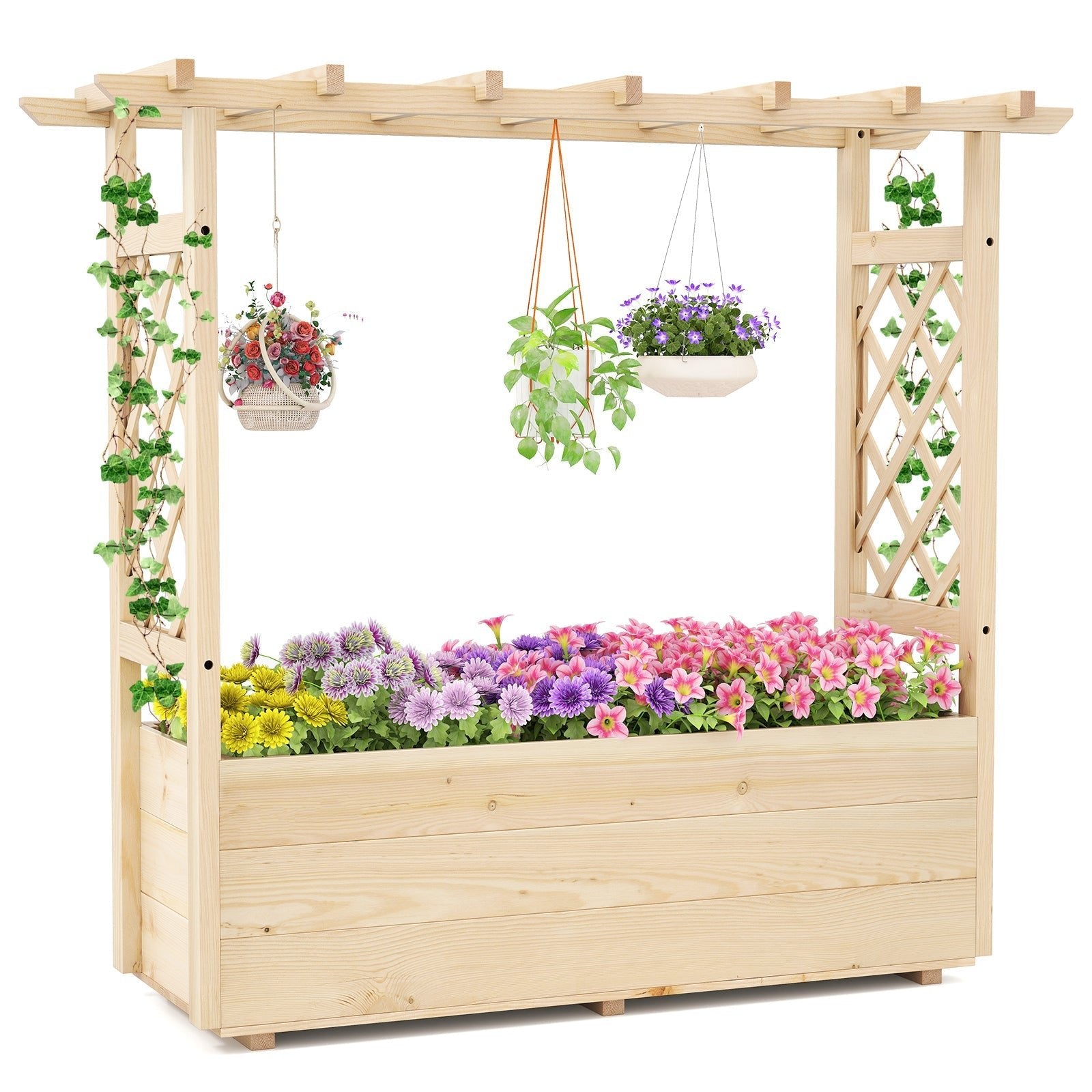 Raised Garden Bed Wooden Elevated Planter Box with Hanging Roof-L - Cheeky Garden