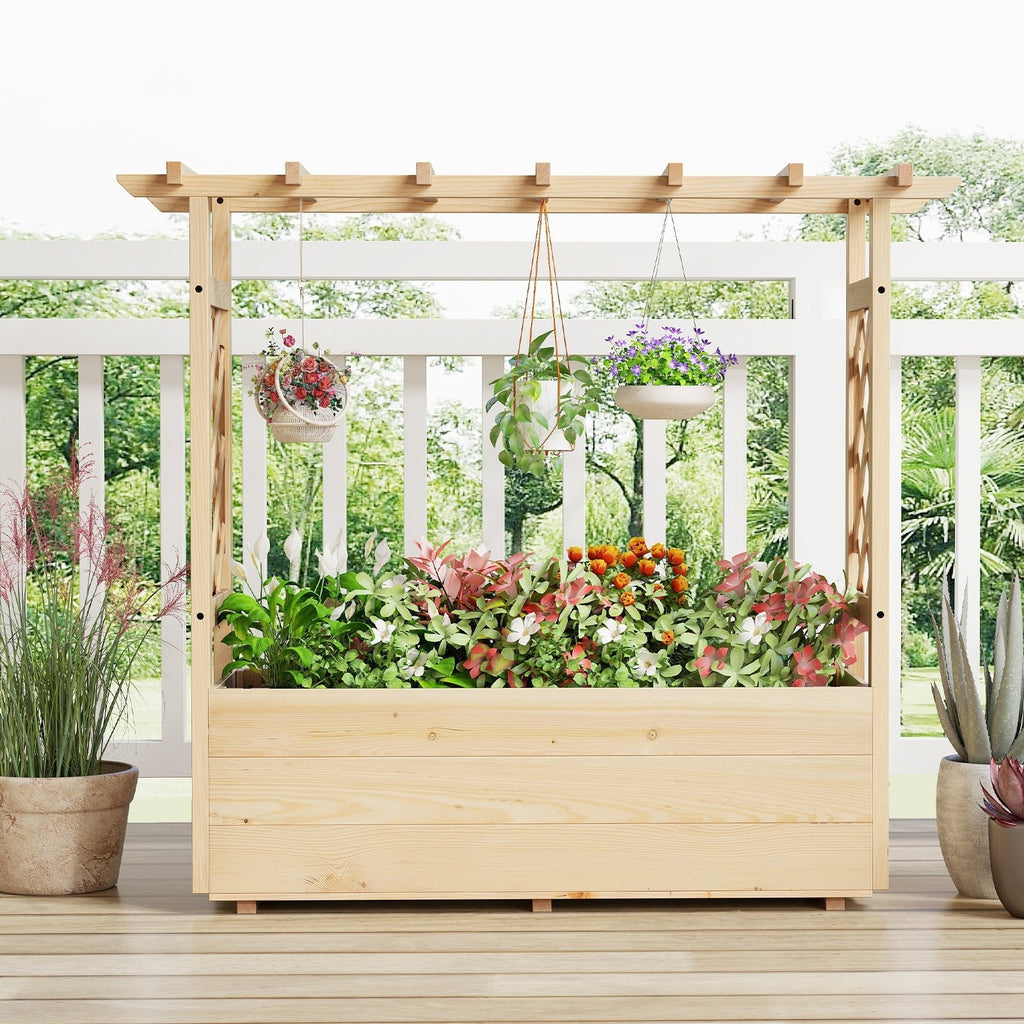 Raised Garden Bed Wooden Elevated Planter Box with Hanging Roof-L - Cheeky Garden