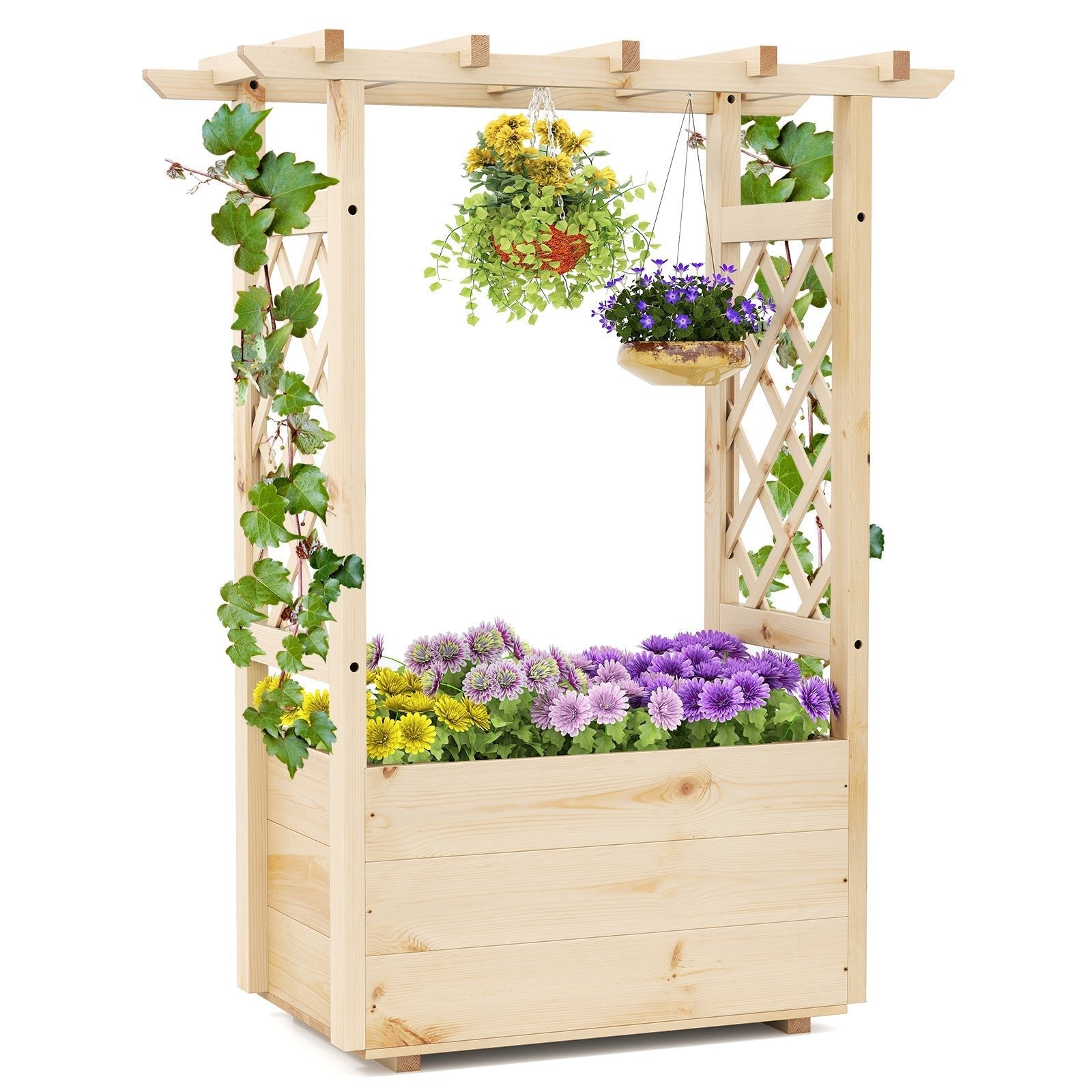 Raised Garden Bed Wooden Elevated Planter Box with Hanging Roof-S - Cheeky Garden
