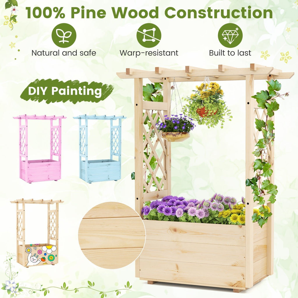 Raised Garden Bed Wooden Elevated Planter Box with Hanging Roof-S - Cheeky Garden