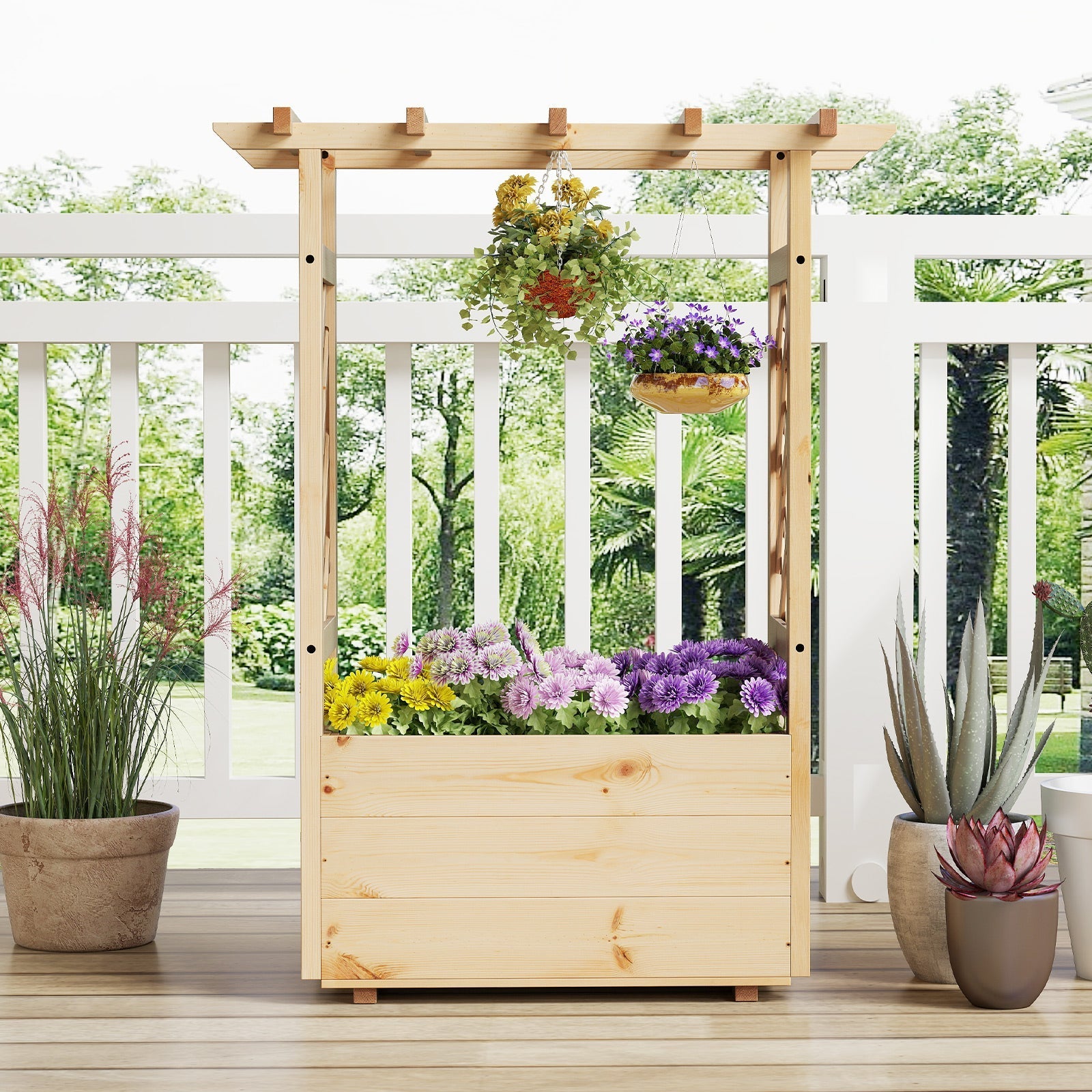 Raised Garden Bed Wooden Elevated Planter Box with Hanging Roof-S - Cheeky Garden