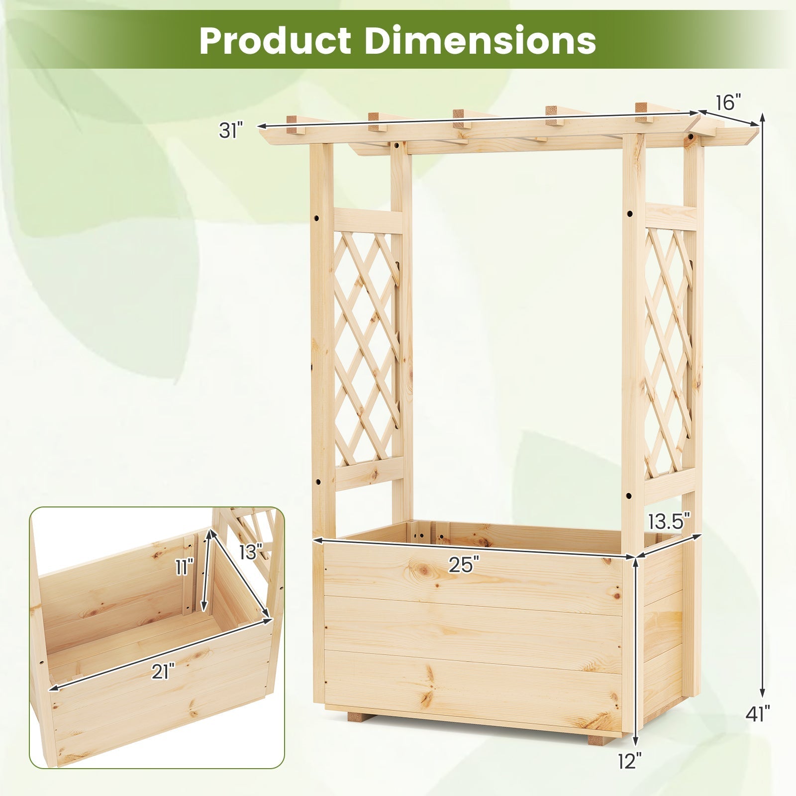 Raised Garden Bed Wooden Elevated Planter Box with Hanging Roof-S - Cheeky Garden