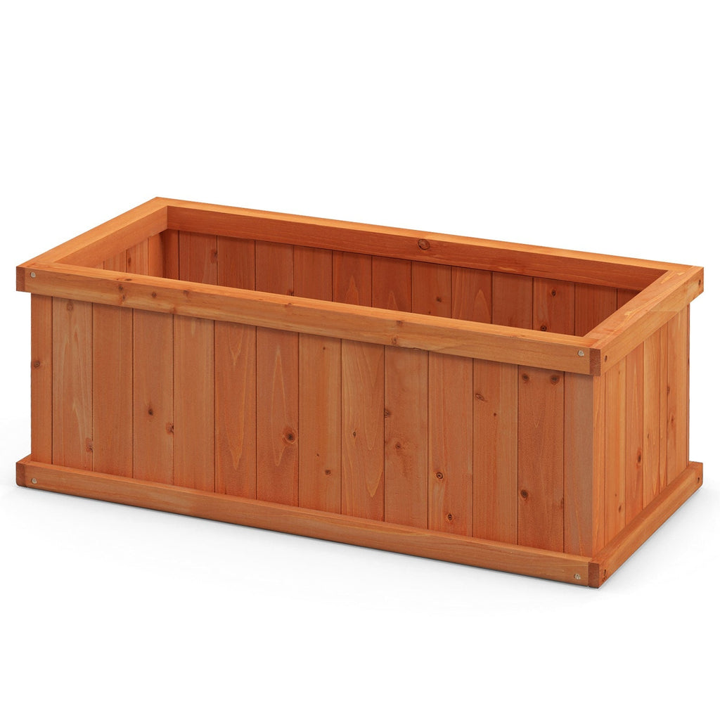 Raised Garden Bed Wooden Planter Box with 4 Drainage Holes and Detachable Bottom Panels-Orange - Cheeky Garden